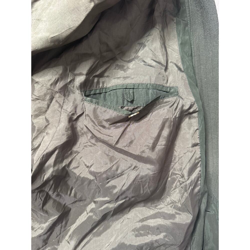 Vintage MONDO by Genea Uomo 100% Silk Bomber Jacket Olive Green XL - Picture 9 of 11